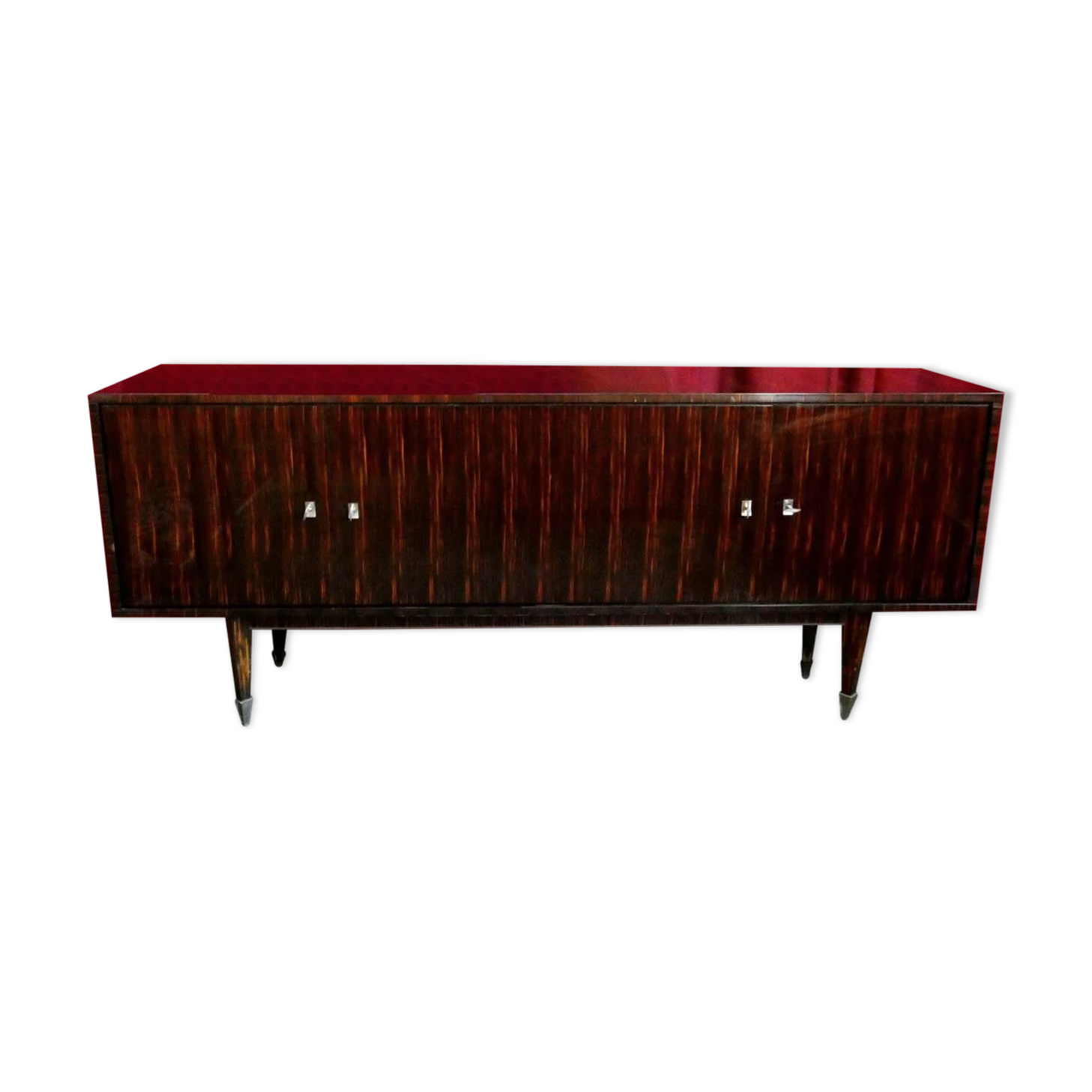 Enfilade verni polyester ouvrant à 4 vantaux