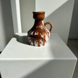 Small white and brown vase or pitcher West Germany H:15cm D:10.5cm