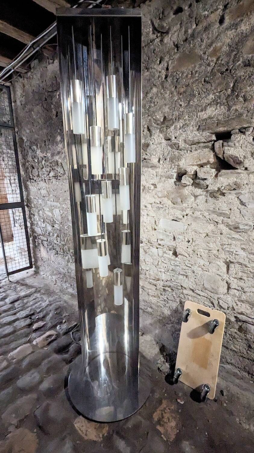 Grande lampe, lampadaire BTC Original, suspension TITAN argent métal