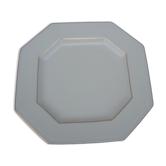 Assiette octogonale en porcelaine  de Limoges Philippe Deshoulières L 25,5 cm