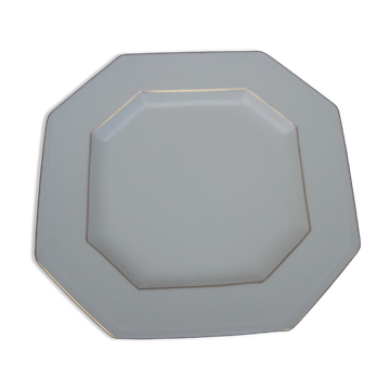 Assiette octogonale en porcelaine  de Limoges Philippe Deshoulières L 25,5 cm