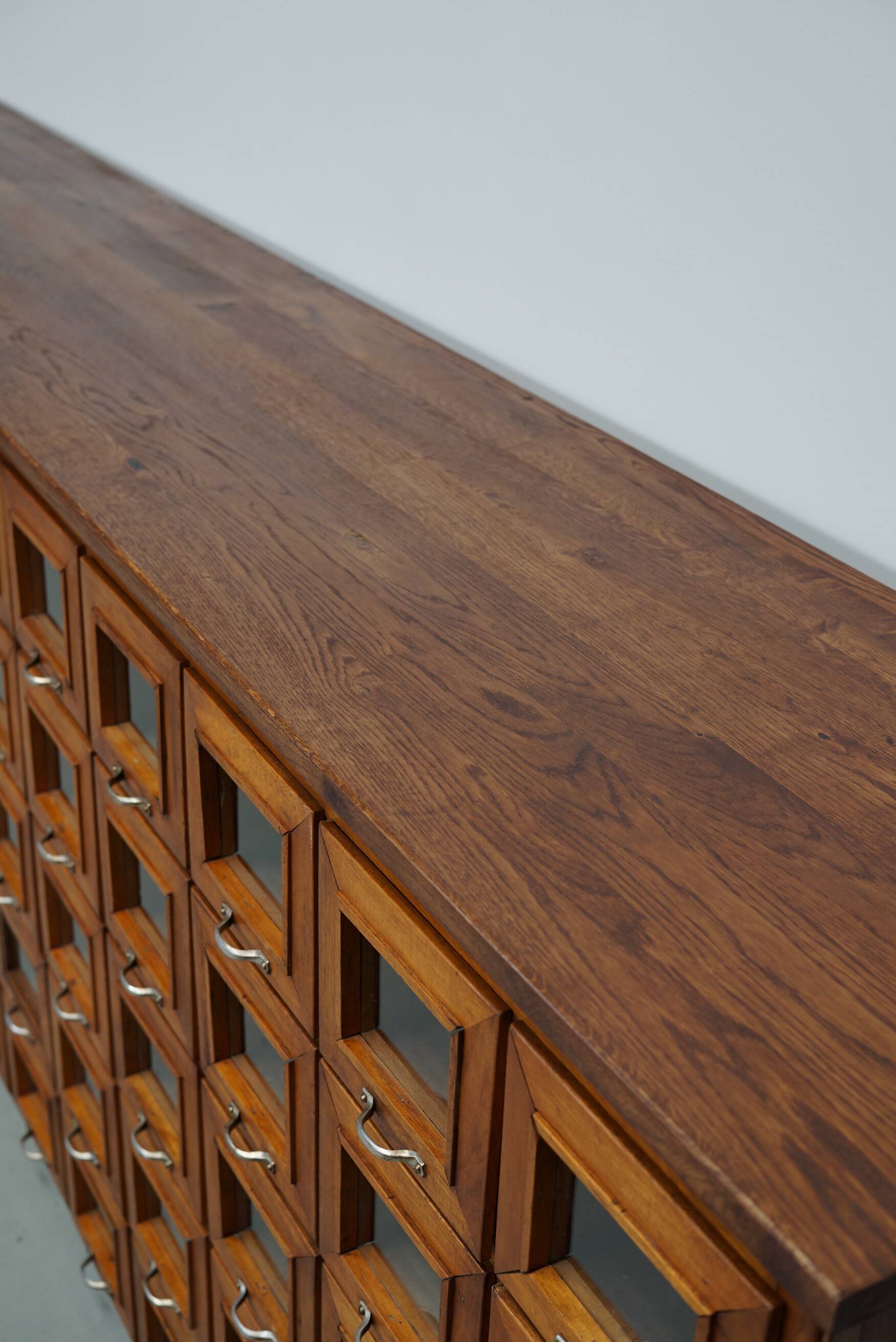 Vintage Dutch Oak Haberdashery Shop Cabinet / Vitrine, 1950s