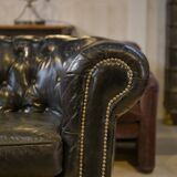 Chesterfield 3-seater sofa in black leather