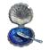 Beurrier coquillage vintage en métal et verre bleu