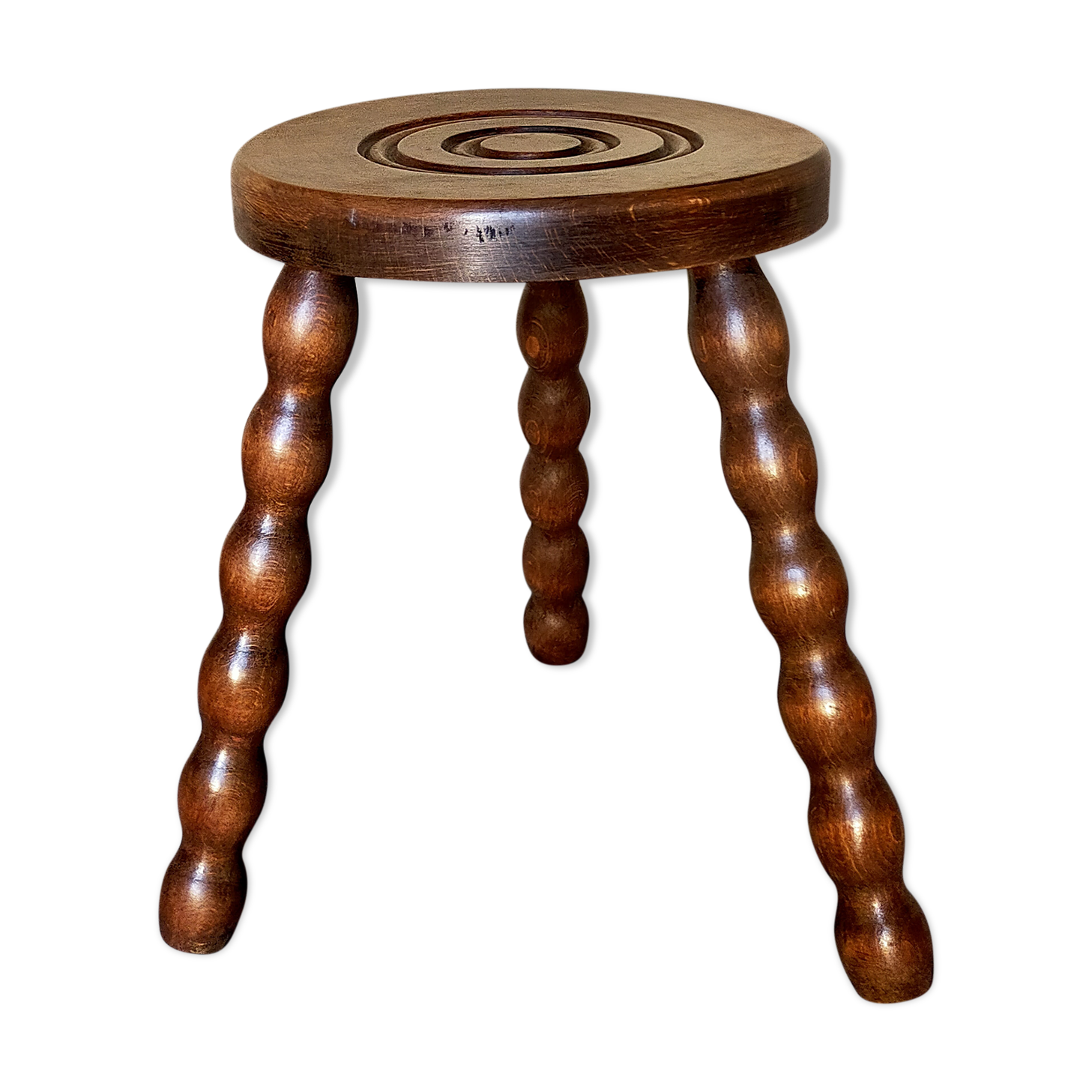 Vintage solid-turned wood tripod tripod