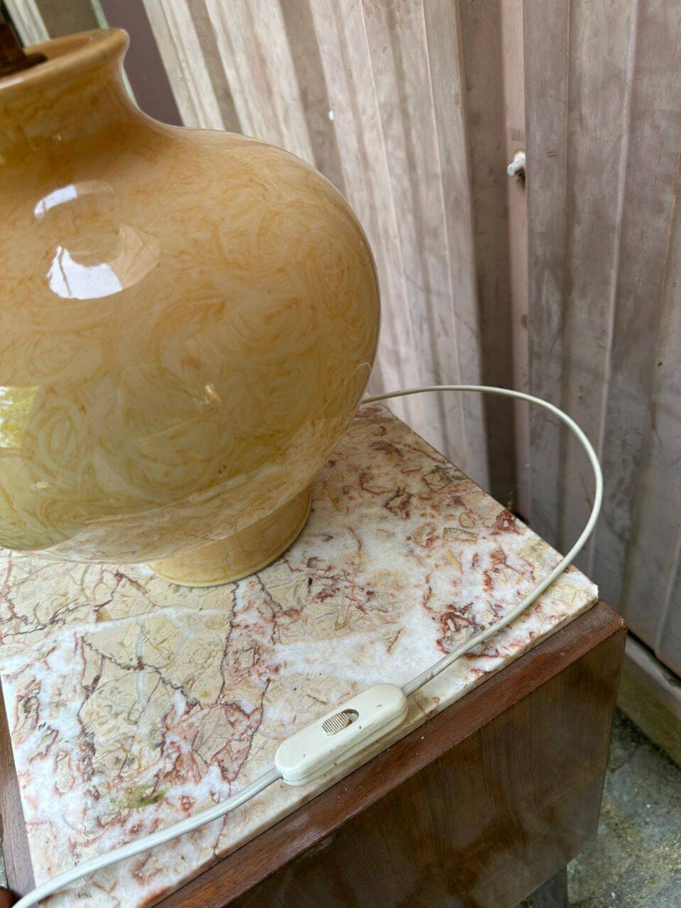 Vintage table lamp in yellow ceramic Nil LPE PM France