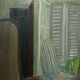 Huile sur toile jean maufay composition abstraite scene d interieur
