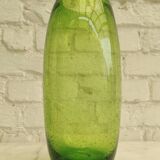 Vintage green bubble glass cylindrical vase - Scandinavian style