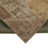Handmade anatolian vintage 198 cm x 300 cm brown patchwork carpet