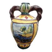 Large Italian terracotta amphora with polychrome decoration.