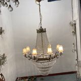Extra Large Bronze Crystal Chandelier 1950’s