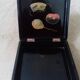 Lacquered wooden jewelry box / box with butterfly and landscape decoration