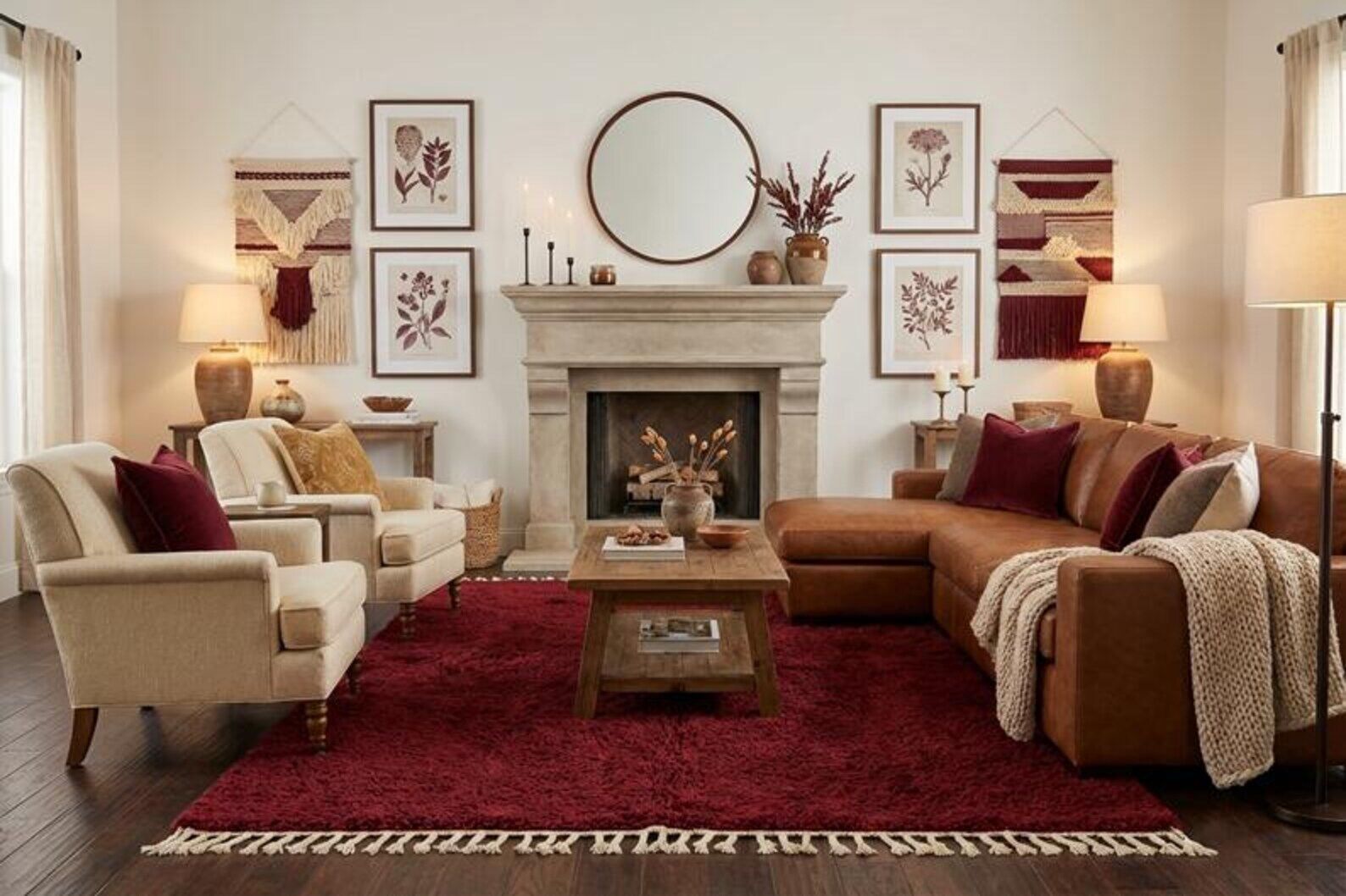 Tapis berbère artisanal bordeaux 200/300cm