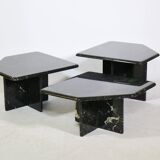 Postmodern marble nesting tables Italy, set of 3, 80s 90s