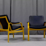 Pair of leather armchairs, 1970