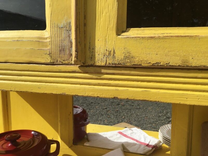 Yellow Parisian glass cabinet
