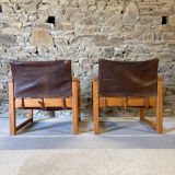 2 leather chairs Diana by Karin Mobring for IKEA, 1970