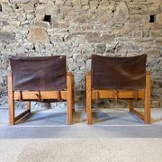 2 leather chairs Diana by Karin Mobring for IKEA, 1970