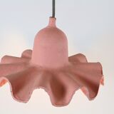 Two lamps/ pendant lamps in recycled cardboard, pink and green, seletti