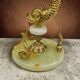 Vintage fish lamp in brass and onyx – H61 cm