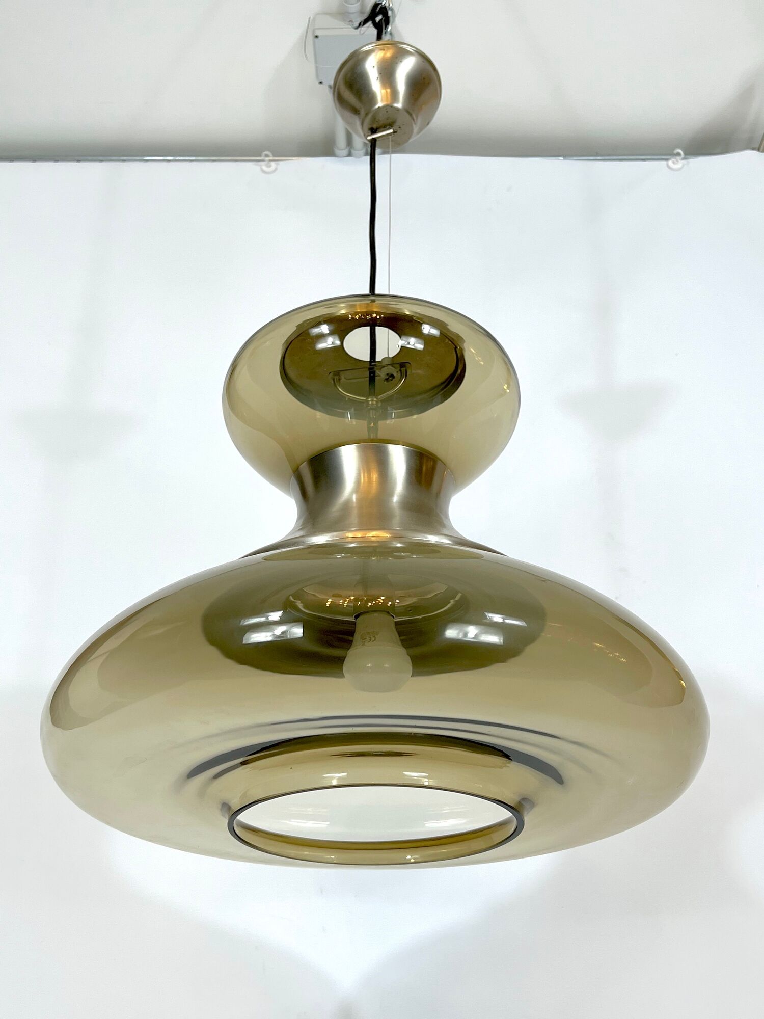 Stilux Milano, large metal and murano glass chandelier from 60s