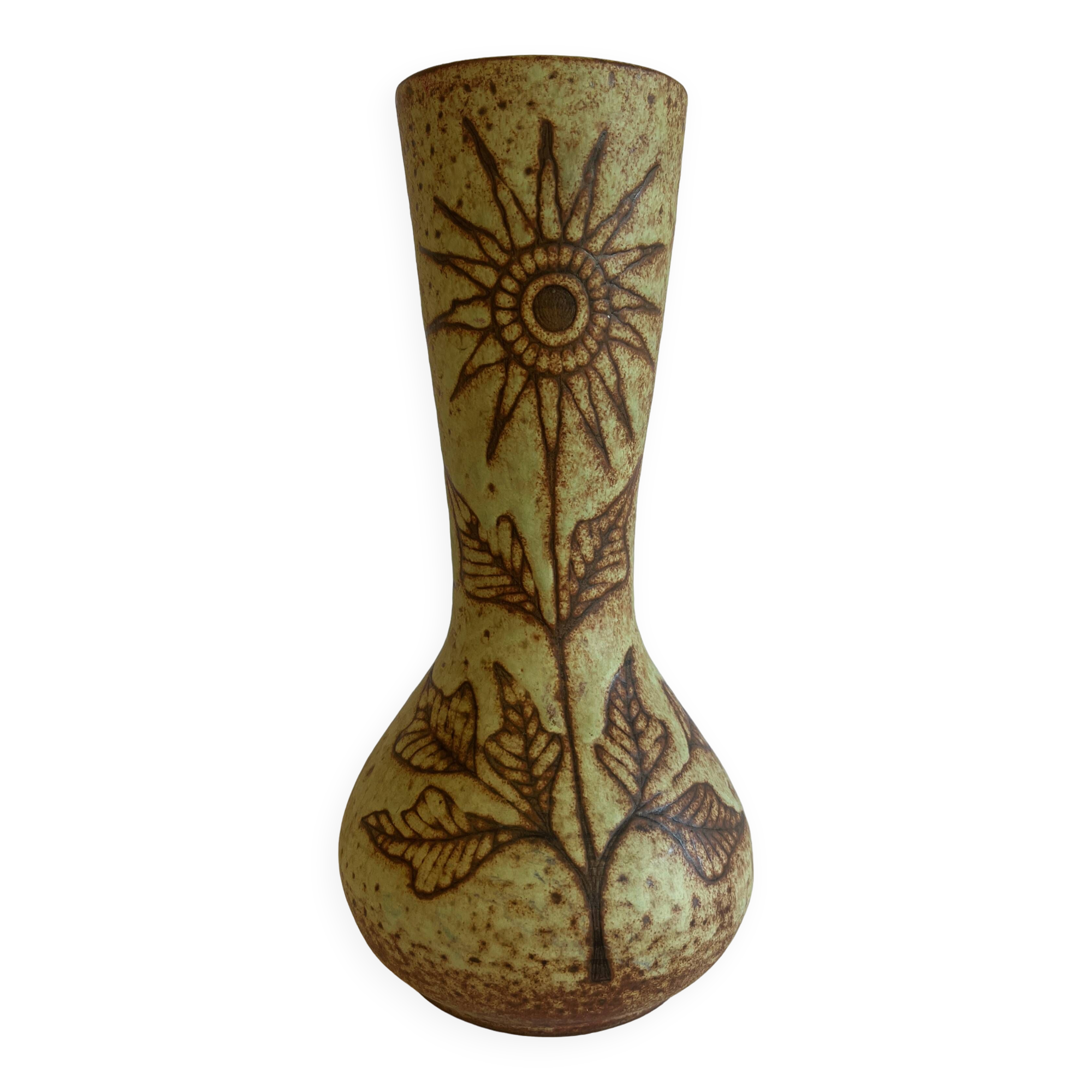 Vallauris ceramic Sunflower vase by Jacques Fonck & Jean Mateo circa 1970