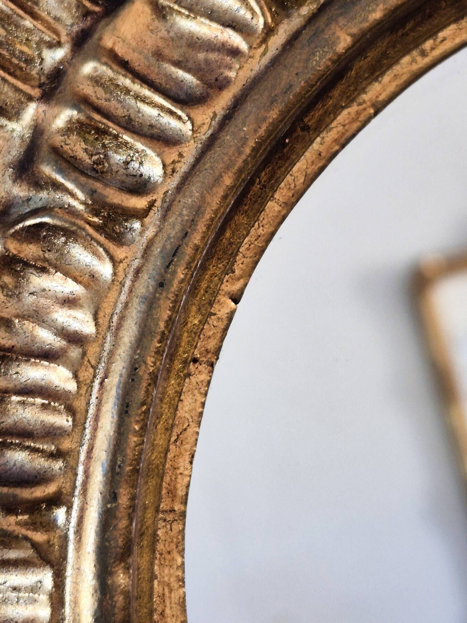 Golden sun mirror in wood, vintage, 1950s, made in Italy.