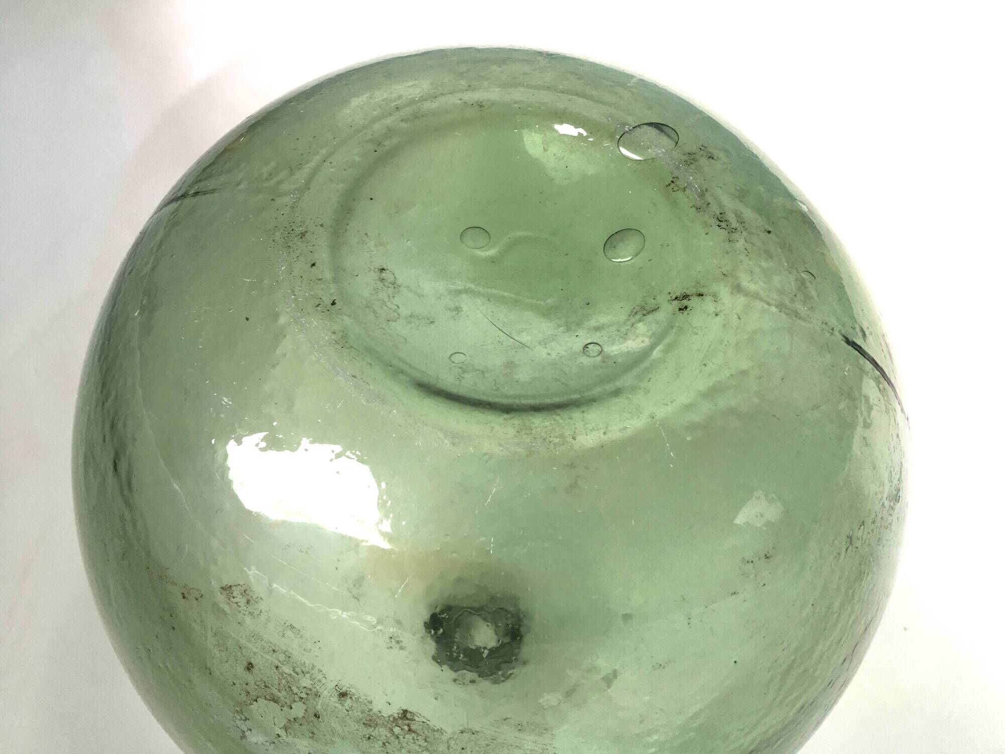 Dame jeanne green in molded glass sabree candy old vintage 44 cm ht