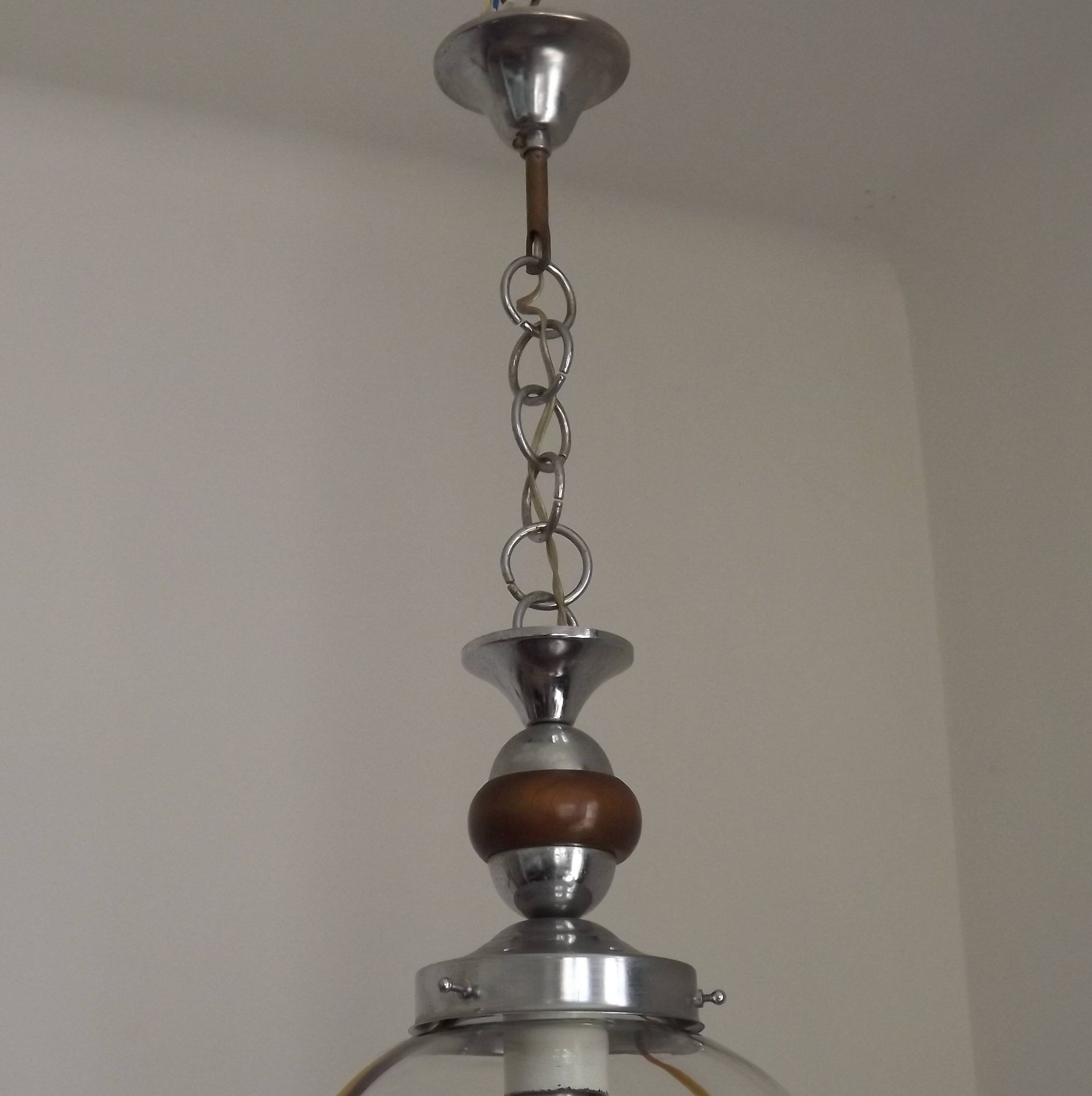 Suspension en verre de Murano ambré dans le goût de Mazzega
