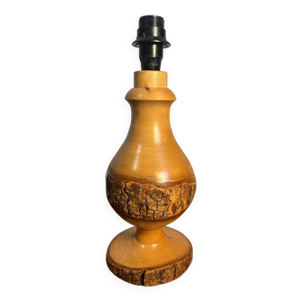Solid wood bark lamp base
