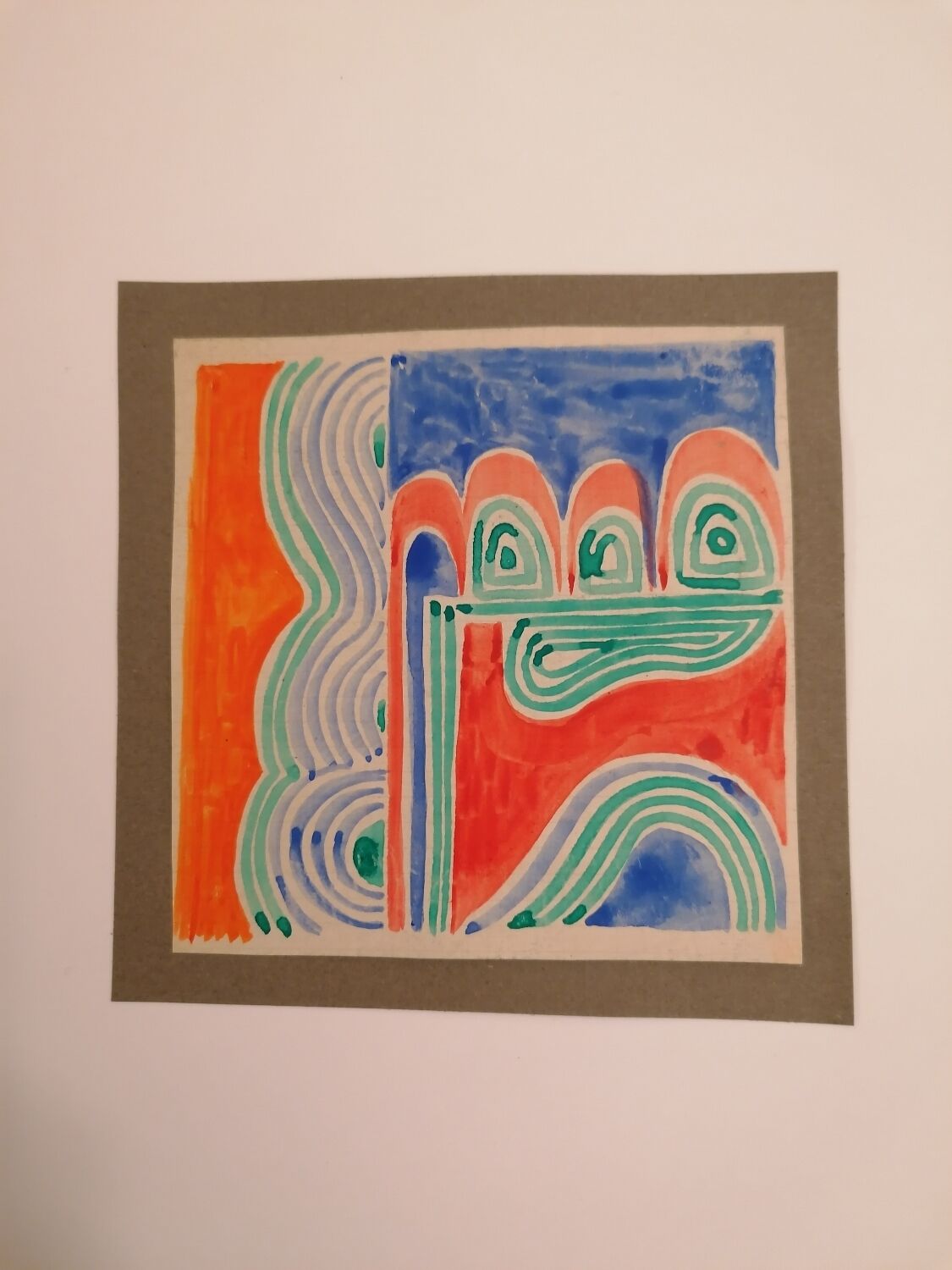 Gouache originale de Sonia DELAUNAY - Étude de tissu - Robert PERRIER