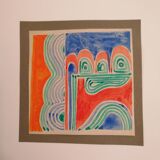 Gouache originale de Sonia DELAUNAY - Étude de tissu - Robert PERRIER