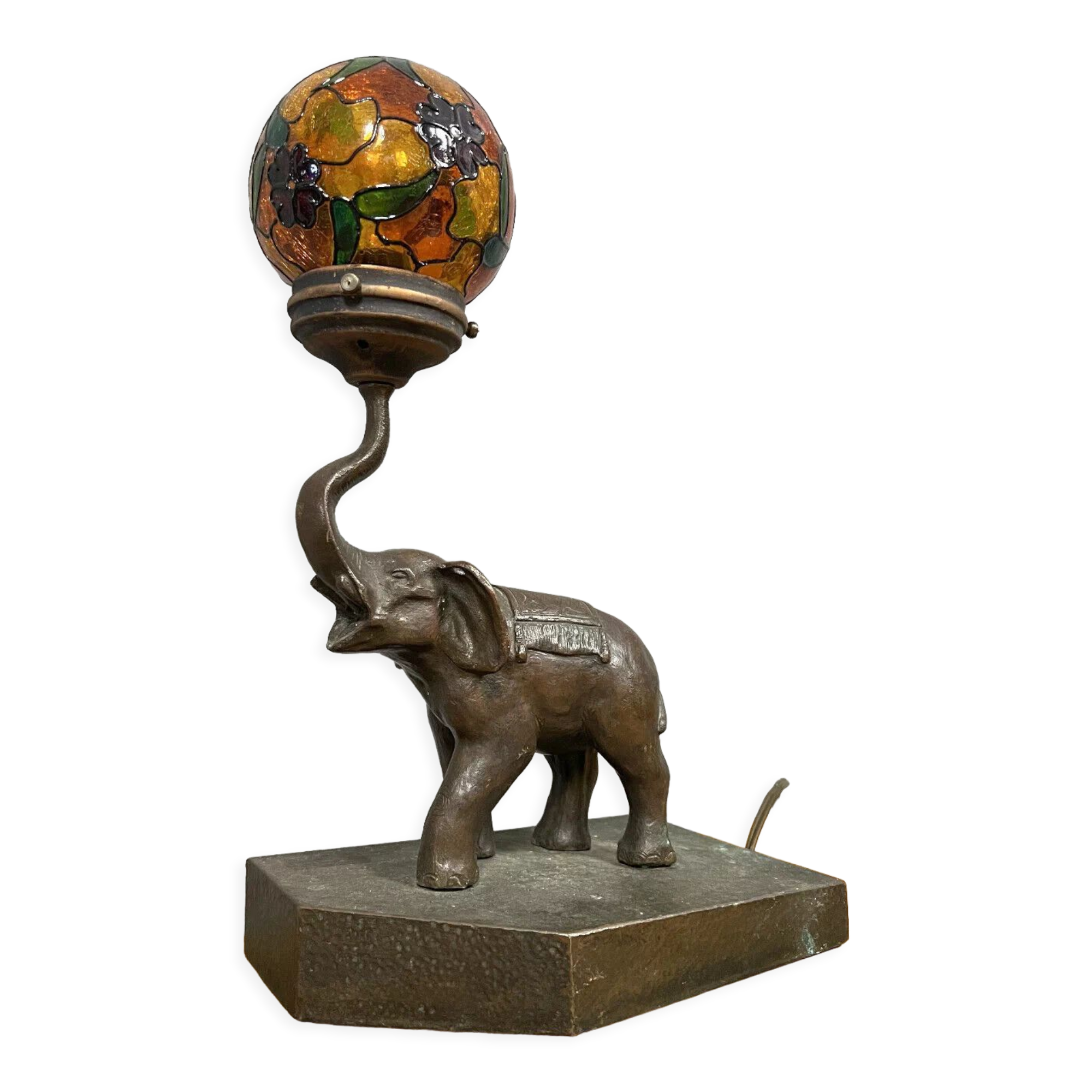 Bronze lamp with elephant Art Nouveau period around 1900