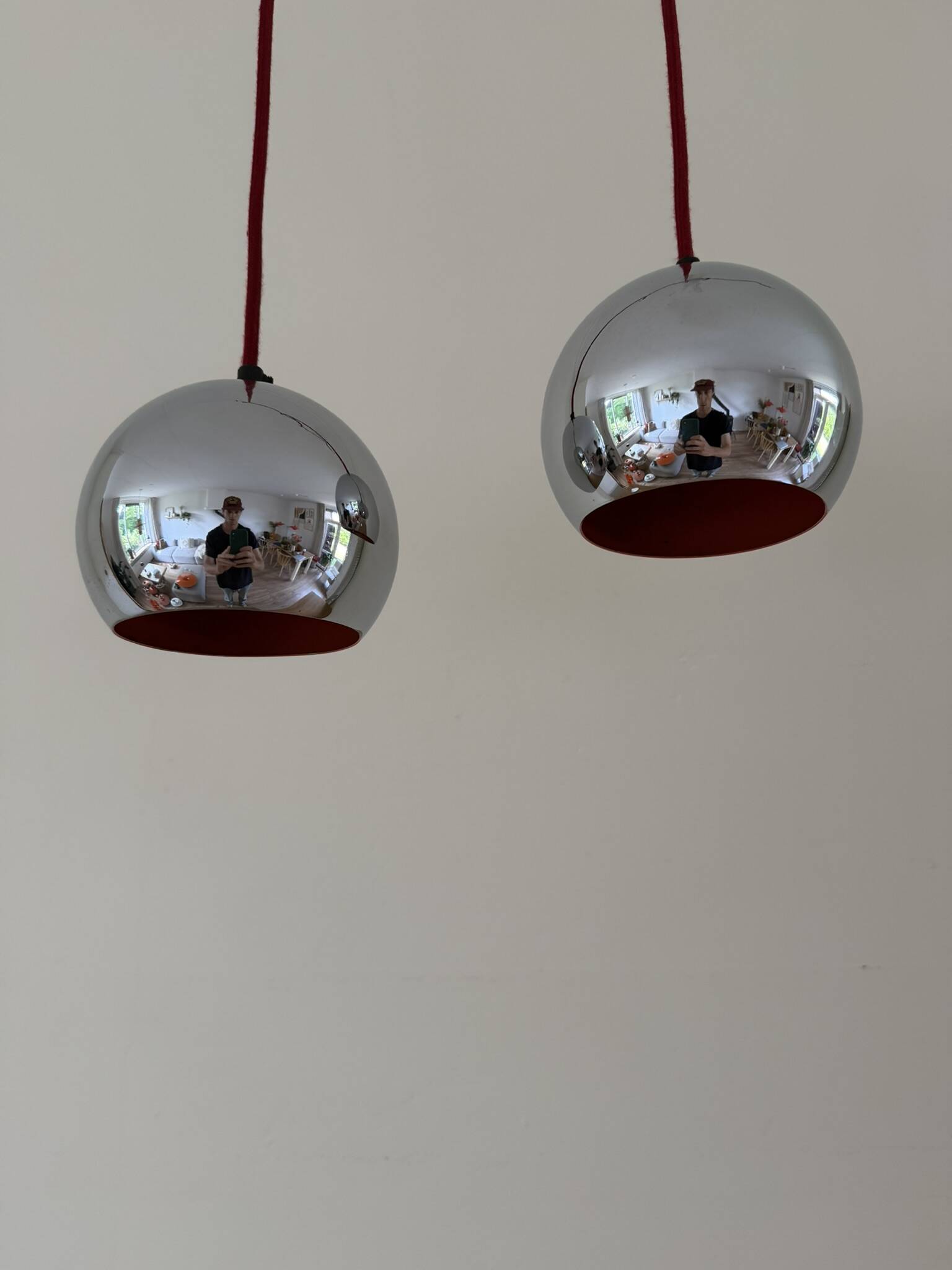 Set of 2 Vintage Topan style pendants - Danish design lamps - Space age sty