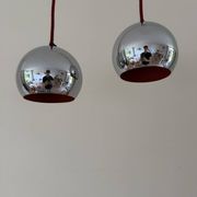 Set of 2 Vintage Topan style pendants - Danish design lamps - Space age sty