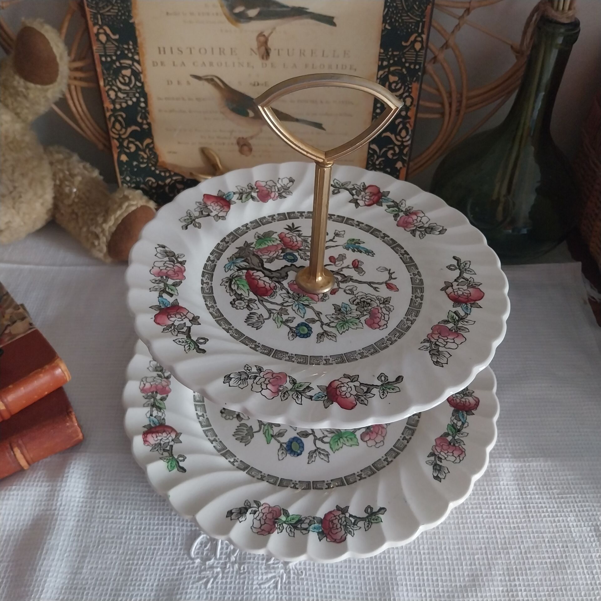 Vintage two-tier serving dish made in England by Myott.