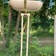 Vintage beige and gold articulated Italian floor lamp from the 1970s.