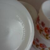 4 cups Arcopal scania orange flowers and mauve vintage 70s coffee espresso