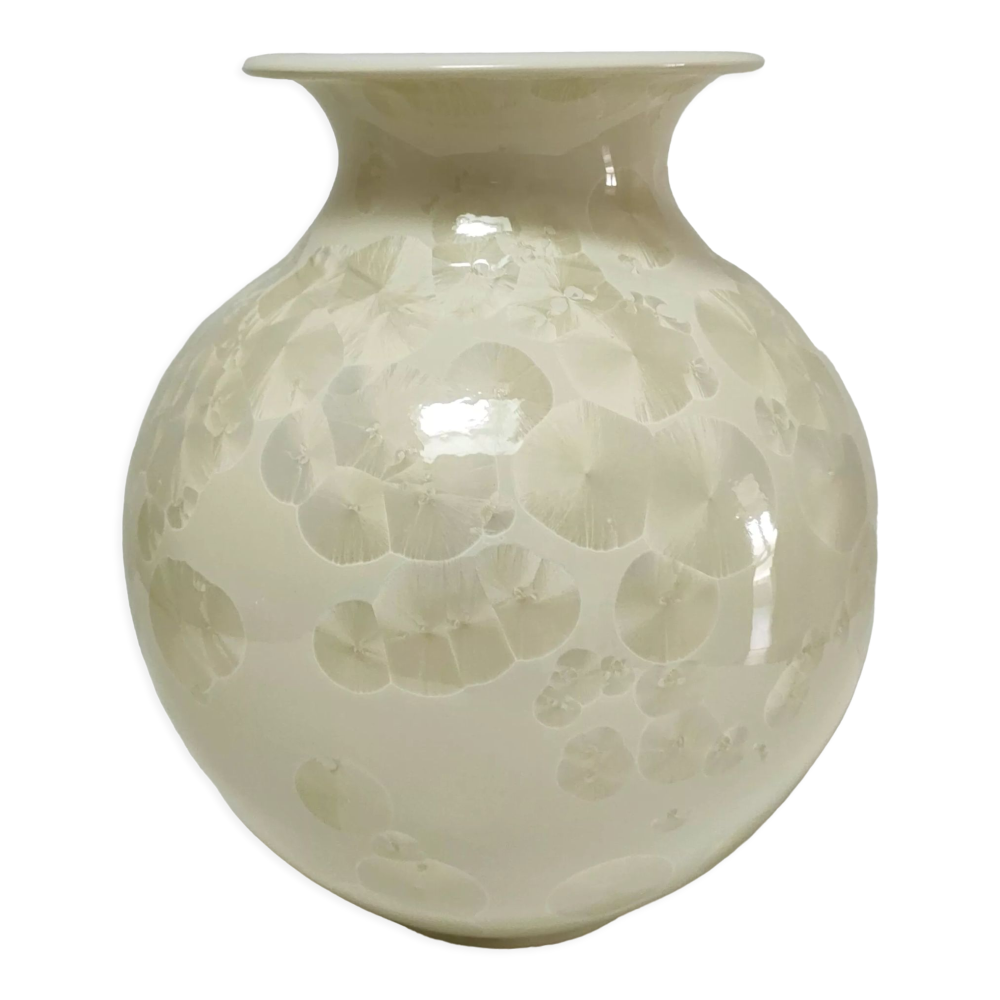 Ceramic vase with crystallizations by Bernard Guipouy stamped