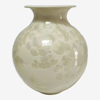 Ceramic vase with crystallizations by Bernard Guipouy stamped