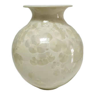 Ceramic vase with crystallizations by Bernard Guipouy stamped