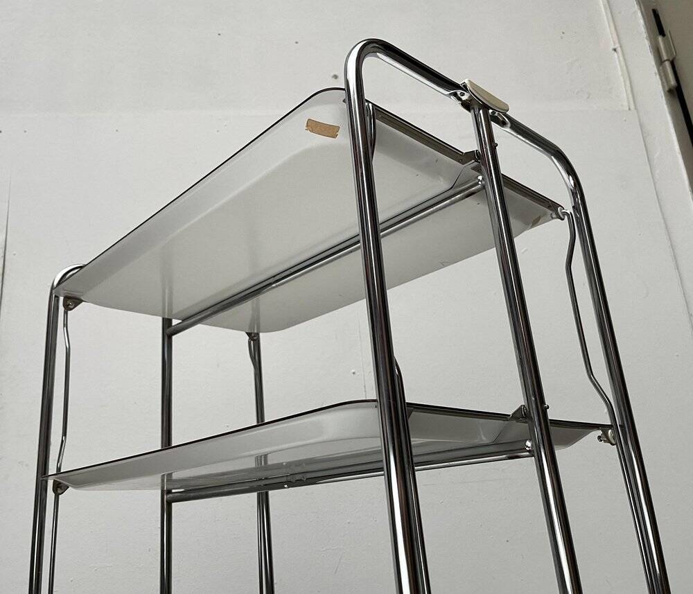 Vintage German folding service trolley with 3 shelves, 1970s.