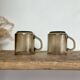 2 Arcoroc France smoked glass mugs