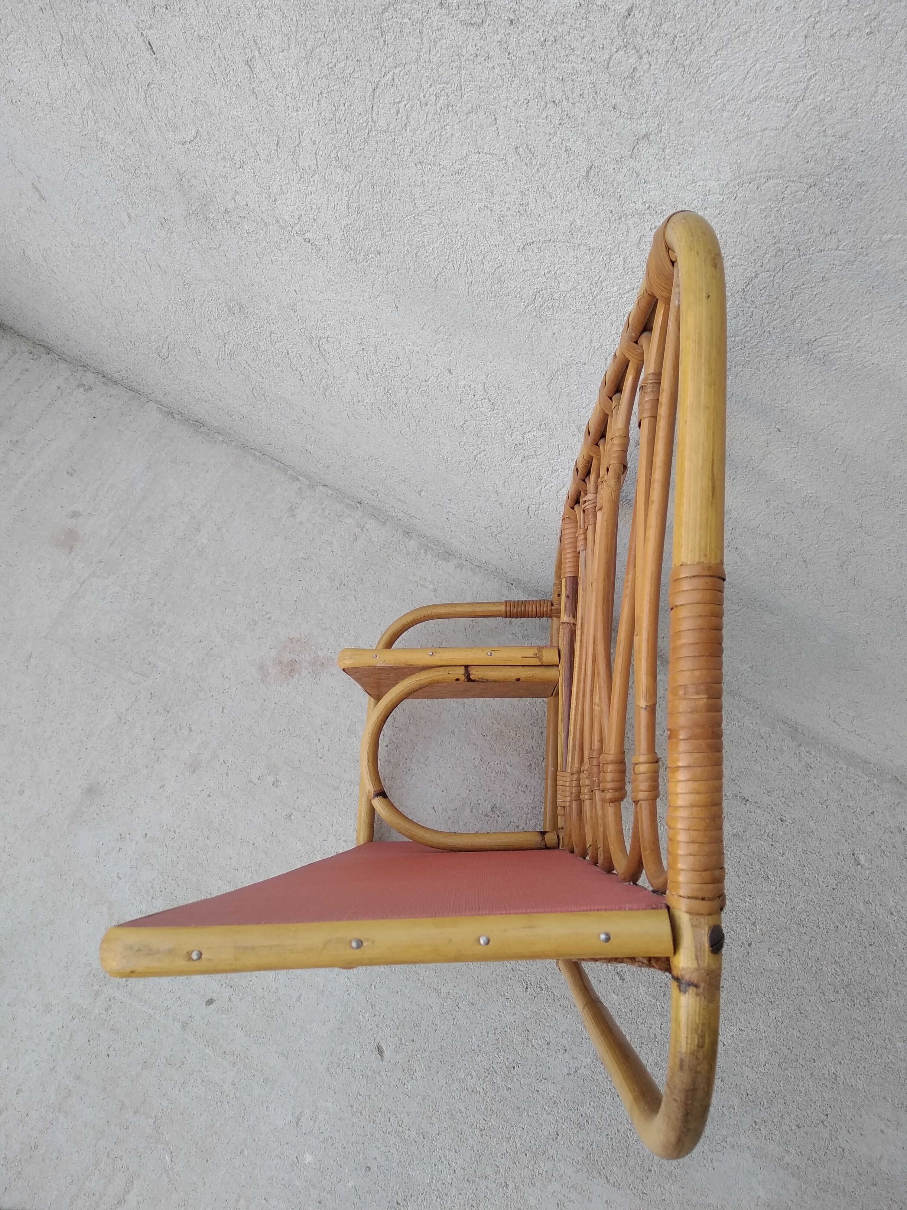 Vintage rattan wall shelf 60s