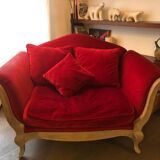 Red velvet sofa