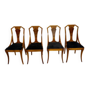 4 chaises en bois loupe - art nouveau