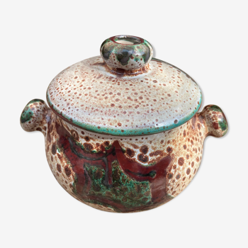 Bonbonnière céramique Vallauris-motif chardons-Années 60