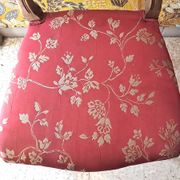 Wooden chair with varnished wood and red satin brocade fabric, 1920