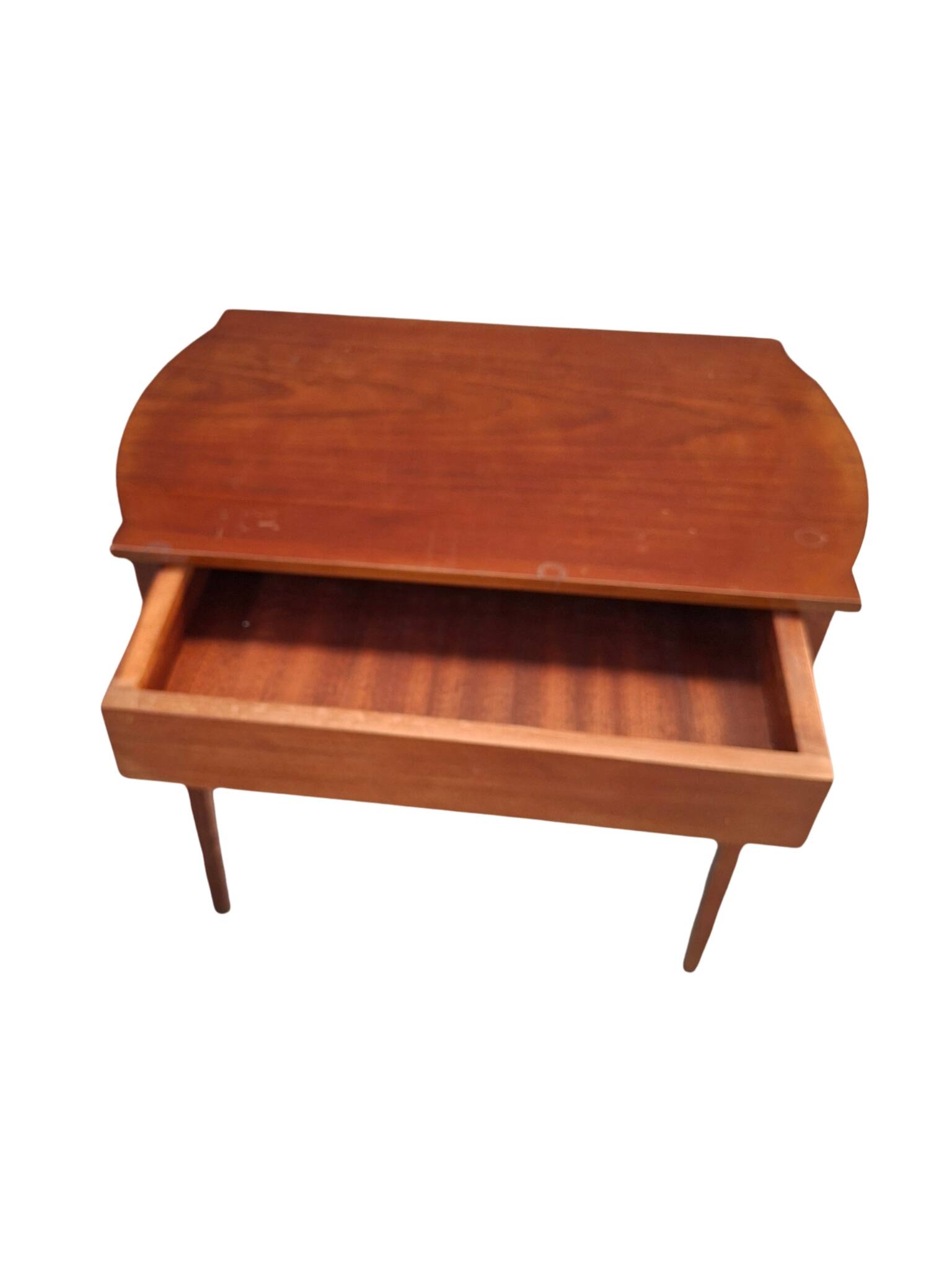 Table basse Mid-Century Modern des années 60 en bois précieux, design vintage.