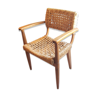 Fauteuil bois et corde tressée